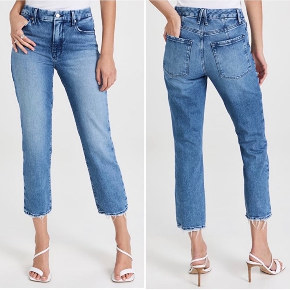 Good American Straight Leg Jeans in Medium Blue Wash